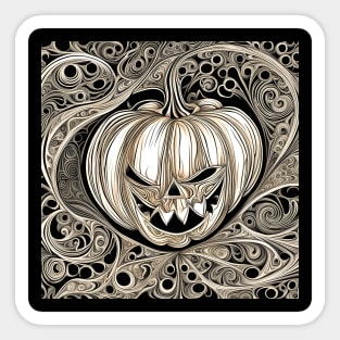 Curved Pattern Halloween Jack O Lantern Pumpkin Sticker